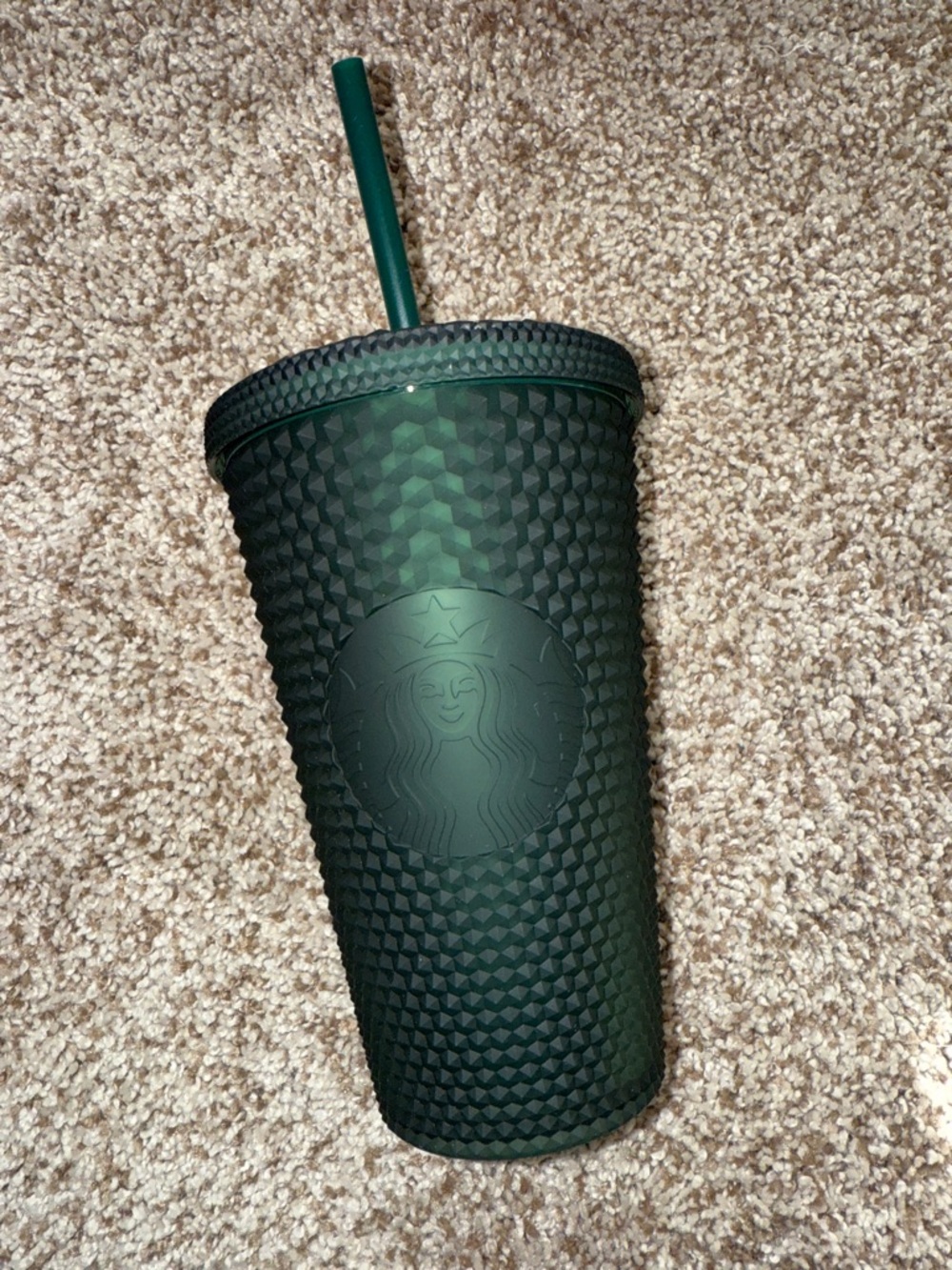 NWT - 16 oz Starbucks Dark Forest Green Textured Tumbler with Straw